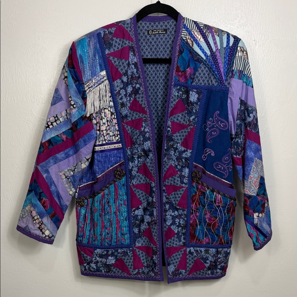 Judith Haven Handmade Patchwork Open Front Jacket… - image 2